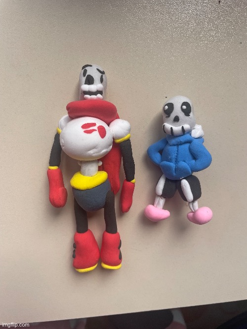 Sans and Papyrus i made with clay when i was 10 | image tagged in sans,papyrus | made w/ Imgflip meme maker