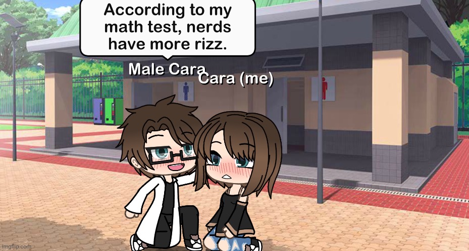And Male Cara is a nerd | image tagged in pop up school 2,pus2,x is for x,male cara,cara,rizz | made w/ Imgflip meme maker