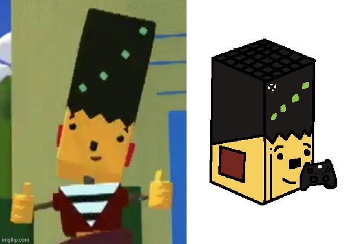 Bonita's hair looks like an Xbox so I drew her as an Xbox (reference on the left, drawing on the right) | image tagged in rolie polie olie,xbox | made w/ Imgflip meme maker