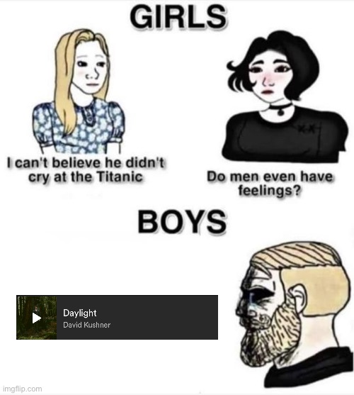 It’s a very sad song :’( | image tagged in do men even have feelings | made w/ Imgflip meme maker