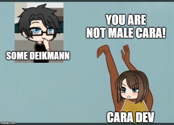 Deikmanns take pictures of themselves showing their hotdogs. Male Cara is not a Deikmann compared to Pedro Dolas (shown here) | YOU ARE NOT MALE CARA! SOME DEIKMANN; CARA DEV | image tagged in pop up school 2,pus2,cara,deikmann,x is for x,male cara | made w/ Imgflip meme maker