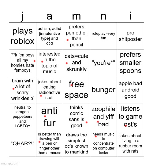 Since some ppl doin it,why not | image tagged in jammymemefuel bingo | made w/ Imgflip meme maker