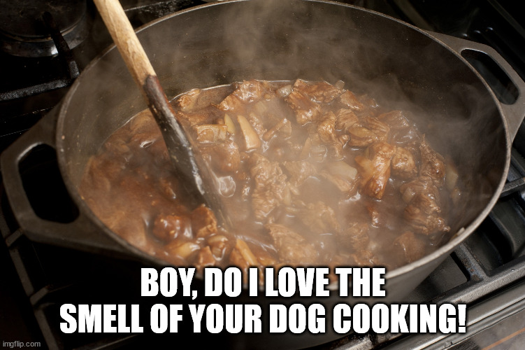 Stew Rare | BOY, DO I LOVE THE SMELL OF YOUR DOG COOKING! | image tagged in stew rare | made w/ Imgflip meme maker