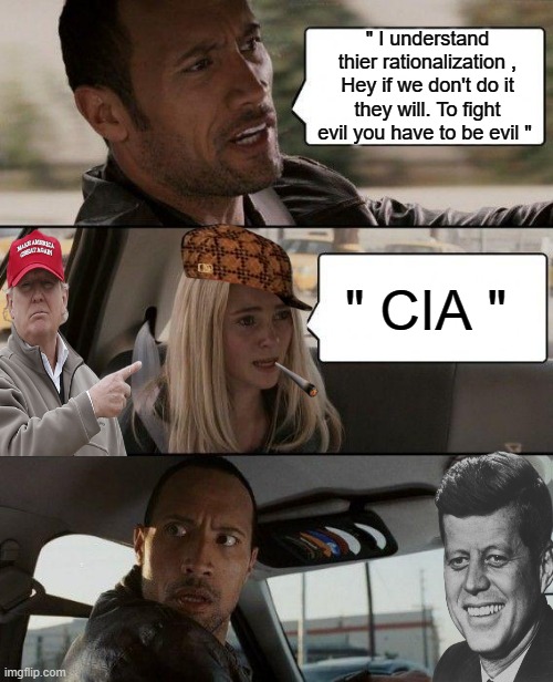 It's called rationalizing evil. | " I understand thier rationalization , Hey if we don't do it they will. To fight evil you have to be evil "; " CIA " | image tagged in death,cult | made w/ Imgflip meme maker