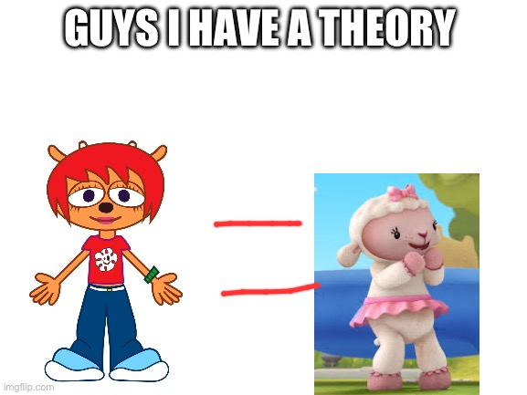 Blank White Template | GUYS I HAVE A THEORY | image tagged in blank white template,lammy,lambie | made w/ Imgflip meme maker