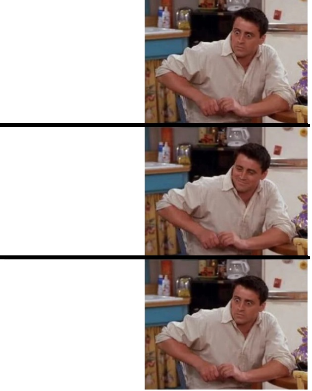 Joey Surprised 3 Panels Blank Meme Template