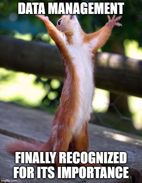 Finished! | DATA MANAGEMENT; FINALLY RECOGNIZED FOR ITS IMPORTANCE | image tagged in finished | made w/ Imgflip meme maker