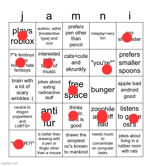 goofy ahh bingo | image tagged in jammymemefuel bingo | made w/ Imgflip meme maker