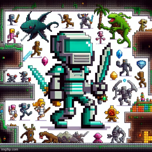 AI made this Terraria art | image tagged in terraria | made w/ Imgflip meme maker