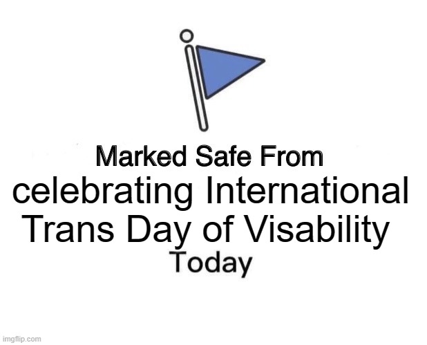 Marked Safe From Meme | celebrating International Trans Day of Visability | image tagged in memes,marked safe from | made w/ Imgflip meme maker