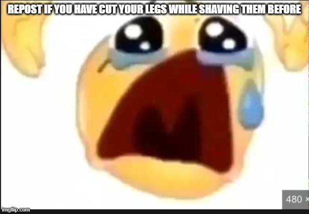 screaming meme emoji | REPOST IF YOU HAVE CUT YOUR LEGS WHILE SHAVING THEM BEFORE | image tagged in screaming meme emoji | made w/ Imgflip meme maker