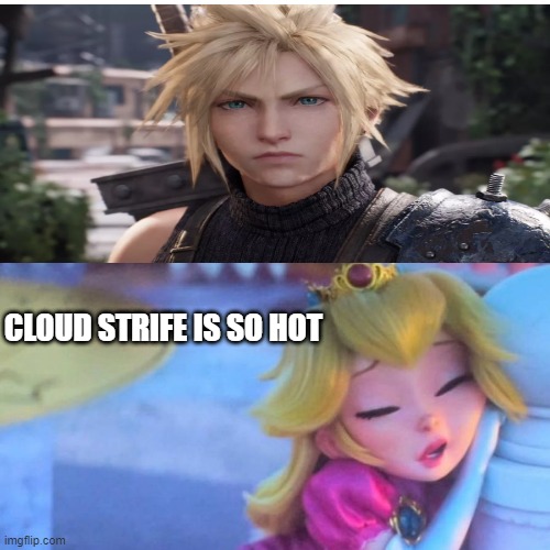 High Quality peach finds cloud strife hot Blank Meme Template