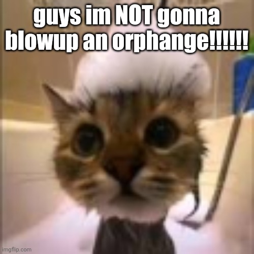 His dumbass is NOT taking a shower!!! | guys im NOT gonna blowup an orphange!!!!!! | image tagged in his dumbass is not taking a shower | made w/ Imgflip meme maker