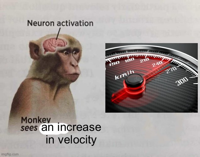 v++ | an increase in velocity | image tagged in monkey neuron activation,speed,velocity,fast | made w/ Imgflip meme maker
