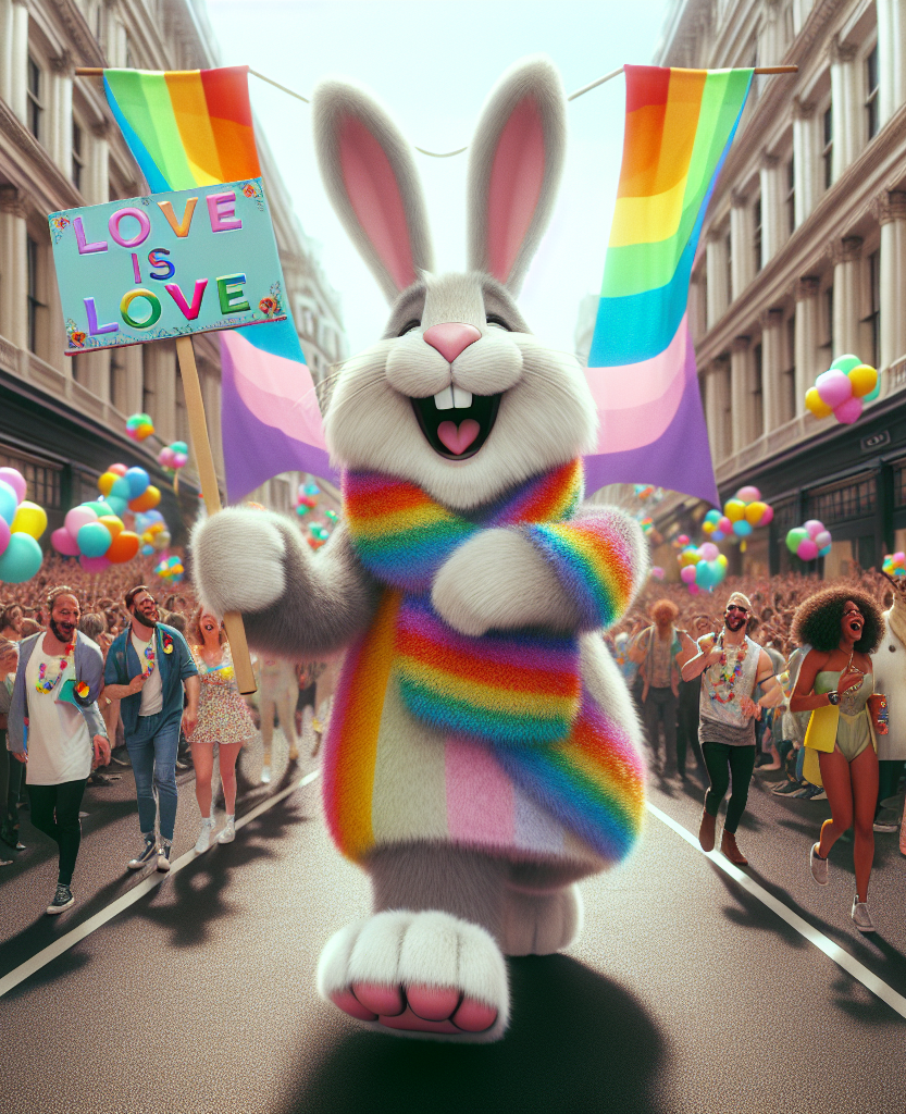 High Quality Easter Bunny in a Pride Parade Blank Meme Template