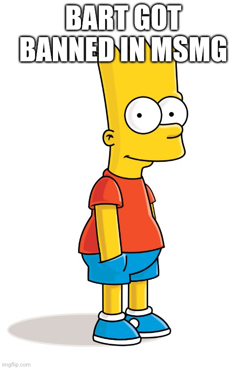 Bart Simpson | BART GOT BANNED IN MSMG | image tagged in bart simpson | made w/ Imgflip meme maker