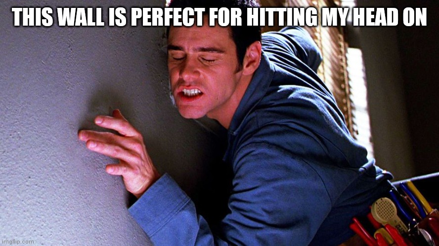 Wall | THIS WALL IS PERFECT FOR HITTING MY HEAD ON | image tagged in cable guy | made w/ Imgflip meme maker