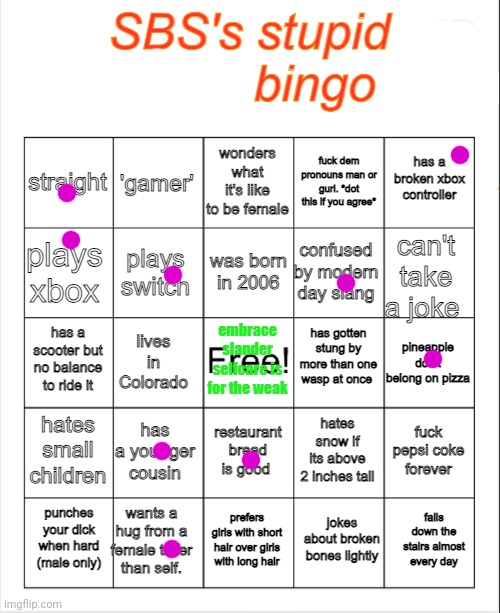 SBS bingo temp | image tagged in sbs bingo temp | made w/ Imgflip meme maker