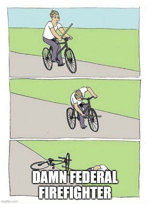 Bike stick bicycle | DAMN FEDERAL FIREFIGHTER | image tagged in bike stick bicycle | made w/ Imgflip meme maker