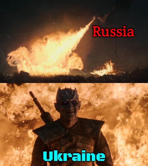 Night King vs. Drogon | Russia; Ukraine | image tagged in night king vs drogon,slavic,russia | made w/ Imgflip meme maker