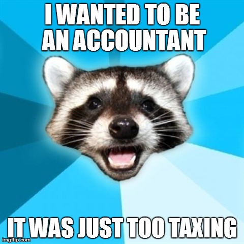 Lame Pun Coon Meme | I WANTED TO BE AN ACCOUNTANT IT WAS JUST TOO TAXING | image tagged in memes,lame pun coon | made w/ Imgflip meme maker