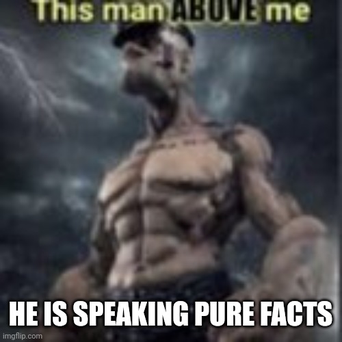 this man above me | HE IS SPEAKING PURE FACTS | image tagged in this man above me | made w/ Imgflip meme maker
