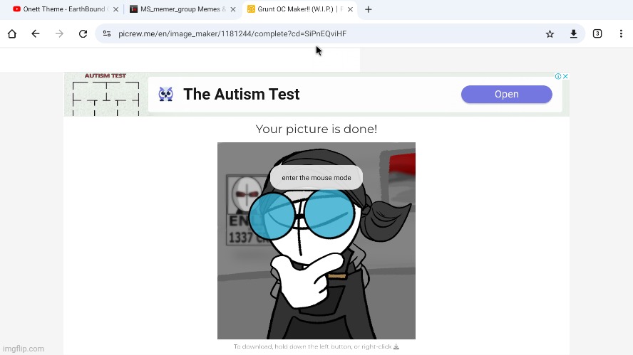 The cropping and download thing is broken this is my picrew | made w/ Imgflip meme maker