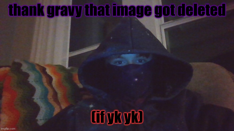 Virian hacker | thank gravy that image got deleted; (if yk yk) | image tagged in virian hacker | made w/ Imgflip meme maker