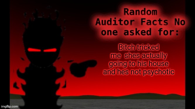 Auditor facts | Bitch tricked me  shes actually going to his house and hes not psychotic | image tagged in auditor facts | made w/ Imgflip meme maker