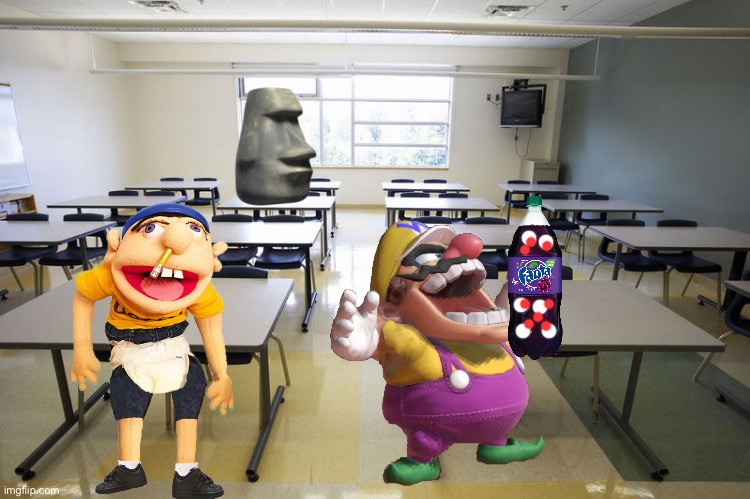 Wario dies because of Jeffy dared him to drink Fanta with LSD candy at their art class | image tagged in empty classroom,jeffy,wario,wario dies | made w/ Imgflip meme maker