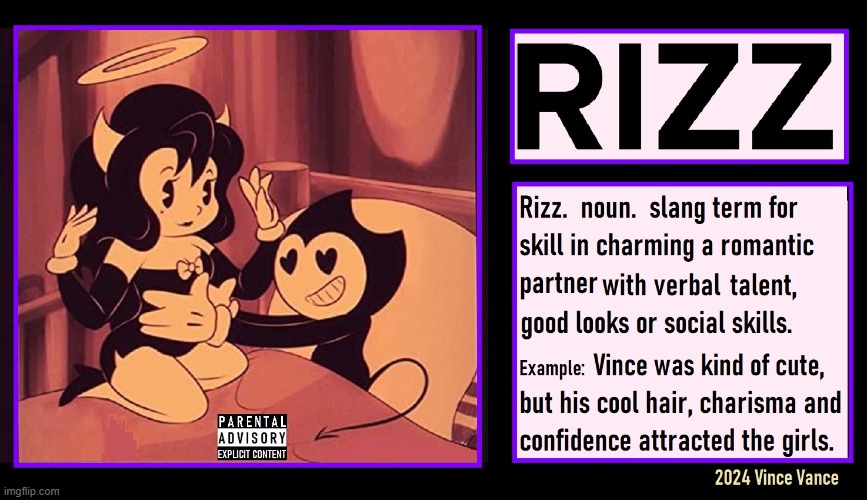 Vince Vance Guide to Modern Slanguage: RIZZ | image tagged in vince vance,cartoon,rizz,definition,slang,memes | made w/ Imgflip meme maker