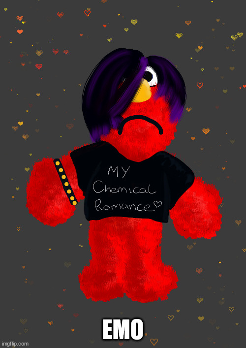 Take the 'L' out of elmo | EMO | image tagged in emo | made w/ Imgflip meme maker