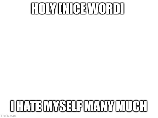 hlep me please | HOLY [NICE WORD]; I HATE MYSELF MANY MUCH | made w/ Imgflip meme maker