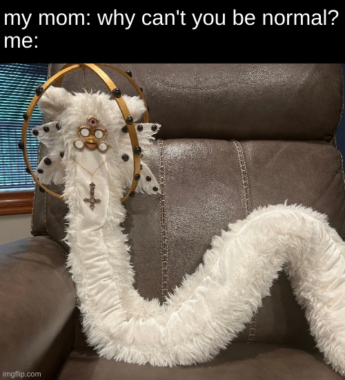 my mom: why can't you be normal?
me: | made w/ Imgflip meme maker