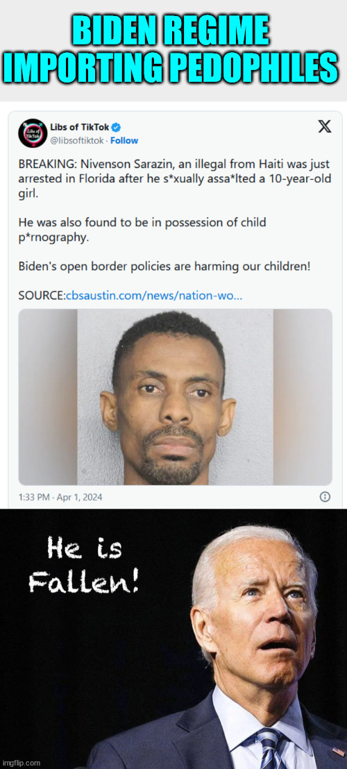 This is what you get with Biden open borders... another child's life ruined | BIDEN REGIME IMPORTING PEDOPHILES | image tagged in disgusting,biden regime,hates,america | made w/ Imgflip meme maker