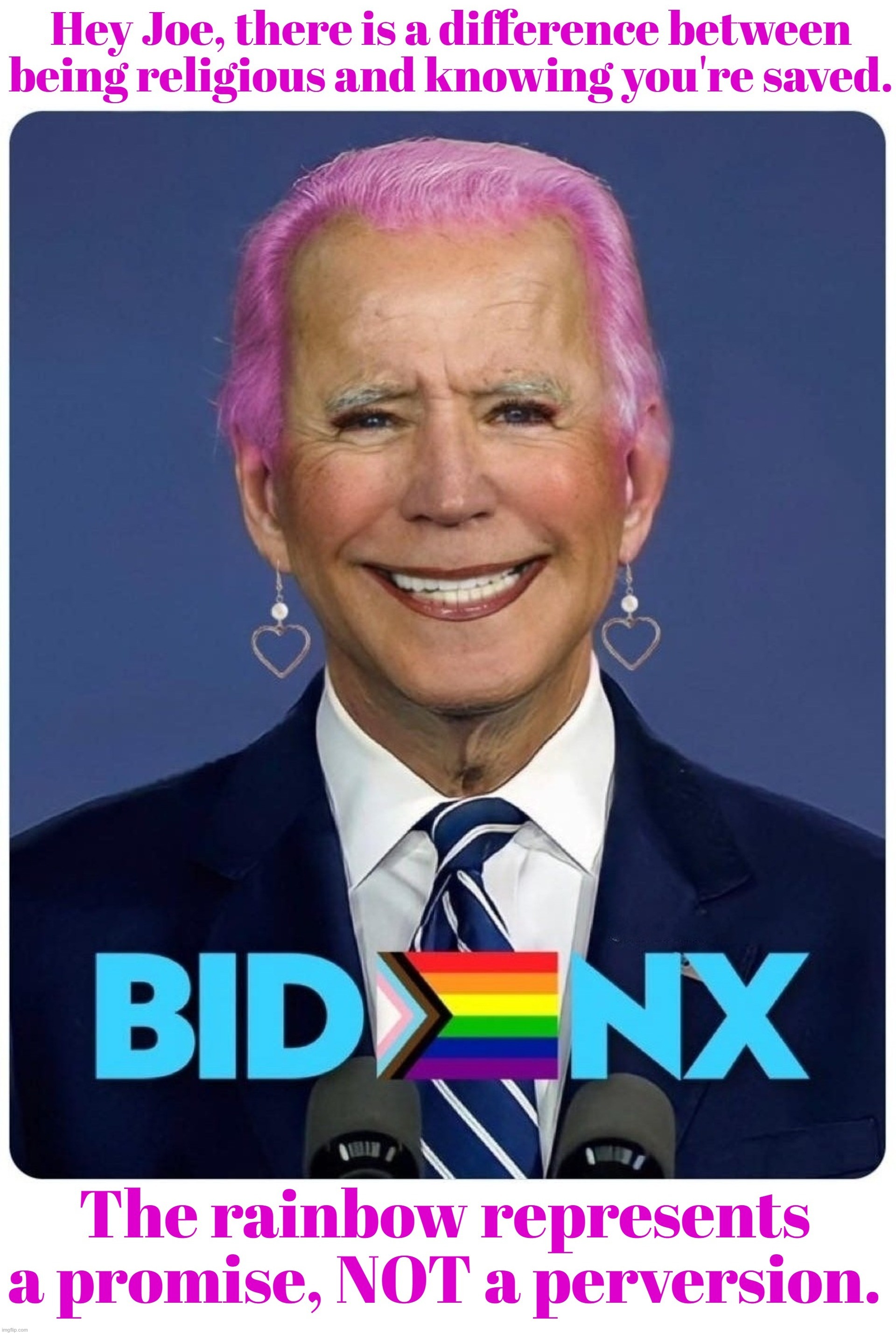 Blasphemy 101 | image tagged in blasphemy,what the hell happened here,why am i in hell,rainbow,pedo joe,old pervert | made w/ Imgflip meme maker