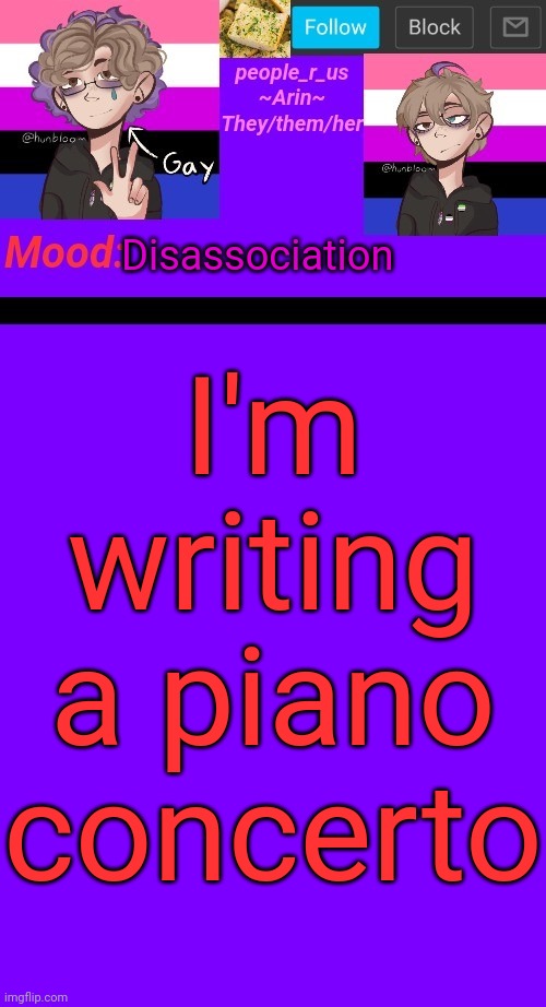 It's a bit of a challenge but it's happening | Disassociation; I'm writing a piano concerto | image tagged in people_r_us announcement template v 4 5 | made w/ Imgflip meme maker