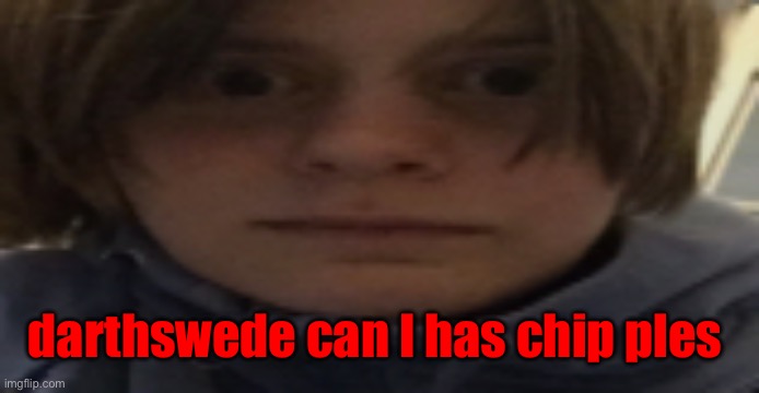 DarthSwede silly serious face | darthswede can I has chip ples | image tagged in darthswede silly serious face | made w/ Imgflip meme maker