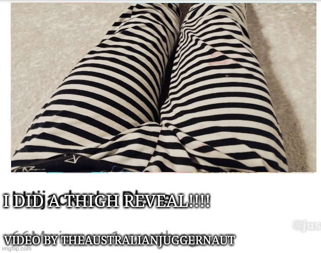 I did a thigh reveal!?!?? | I DID A THIGH REVEAL!!!! VIDEO BY THEAUSTRALIANJUGGERNAUT | image tagged in i hijacked a plane | made w/ Imgflip meme maker