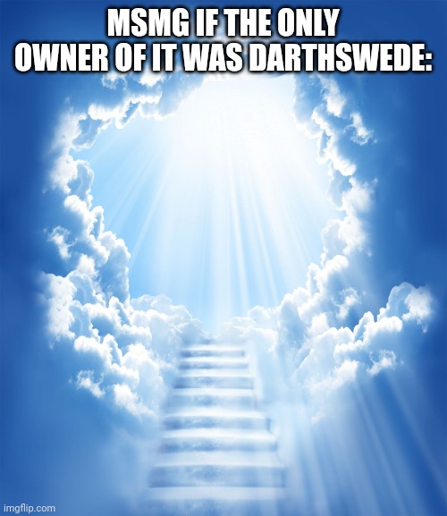 Heaven | MSMG IF THE ONLY OWNER OF IT WAS DARTHSWEDE: | image tagged in heaven | made w/ Imgflip meme maker