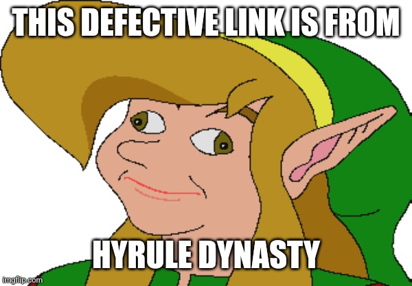 Derp Link | THIS DEFECTIVE LINK IS FROM; HYRULE DYNASTY | image tagged in derp link | made w/ Imgflip meme maker