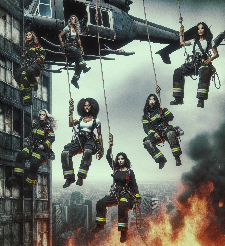High Quality Female Rescue Team Lowered from Helicopter Blank Meme Template