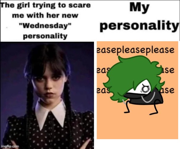 The girl trying to scare me with her new wednesday personality | image tagged in the girl trying to scare me with her new wednesday personality | made w/ Imgflip meme maker