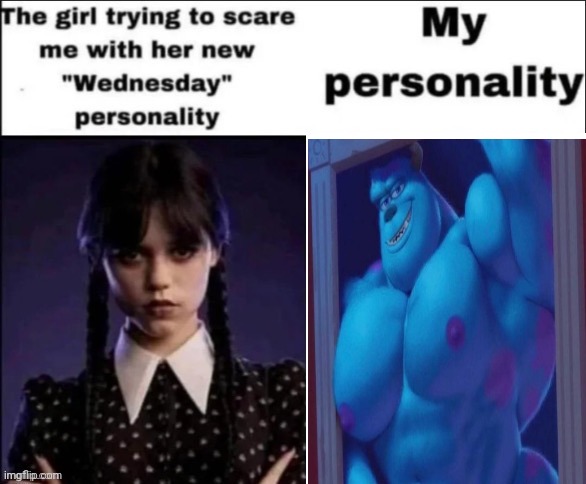 The girl trying to scare me with her new wednesday personality | image tagged in the girl trying to scare me with her new wednesday personality | made w/ Imgflip meme maker