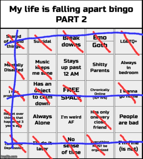 This is me. | image tagged in my life is falling apart bingo part 2 | made w/ Imgflip meme maker