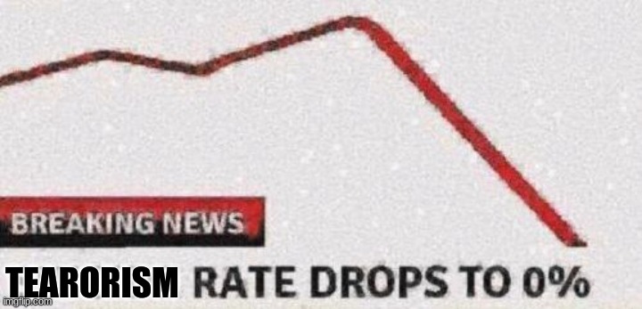 c | TEARORISM | image tagged in suicide rates drops to 0 | made w/ Imgflip meme maker