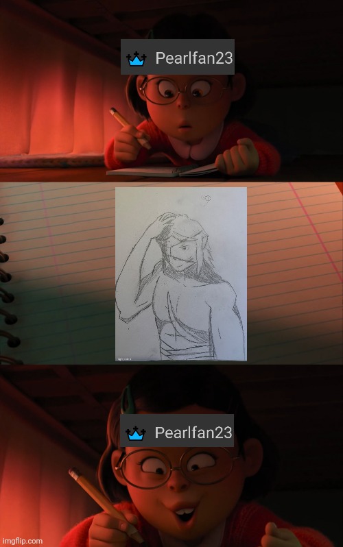 Basically Pearlfan every time she draws Kenshin | image tagged in turning red draw | made w/ Imgflip meme maker
