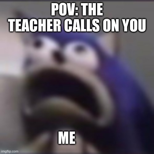 WHen the teacher calls on you | POV: THE TEACHER CALLS ON YOU; ME | image tagged in distress,memes,funny,school,relatable,teacher | made w/ Imgflip meme maker