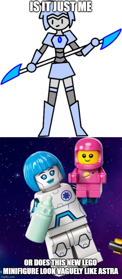 At the very least, Astra if she was a minifigure. I might actually pick this one up so I can turn her into Astra | IS IT JUST ME; OR DOES THIS NEW LEGO MINIFIGURE LOOK VAGUELY LIKE ASTRA | image tagged in astra v6 transparent | made w/ Imgflip meme maker