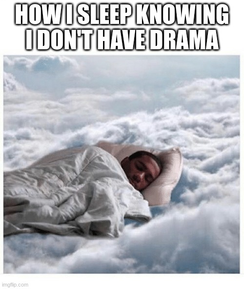 hopefully something bad doesn't happen | HOW I SLEEP KNOWING I DON'T HAVE DRAMA | image tagged in how i sleep knowing | made w/ Imgflip meme maker